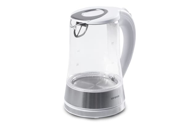 Orava VK-4017 W, 1,7 l, 2200 W, Hvit, Glass, Plastikk, Vannivåindikator, Overopphetingsbeskyttelse