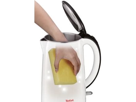 Tefal KO260130, 1,7 L, 2400 W, Musta, Valkoinen, Muovi, Ruostumaton teräs, Veden tason ilmaisin, Ylikuumenemissuoja