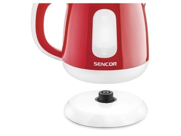 Sencor SWK 1014RD, 1 l, 1100 W, Röd, Plast, Rostfritt stål, Vattennivå indikator, Överhettningsskydd