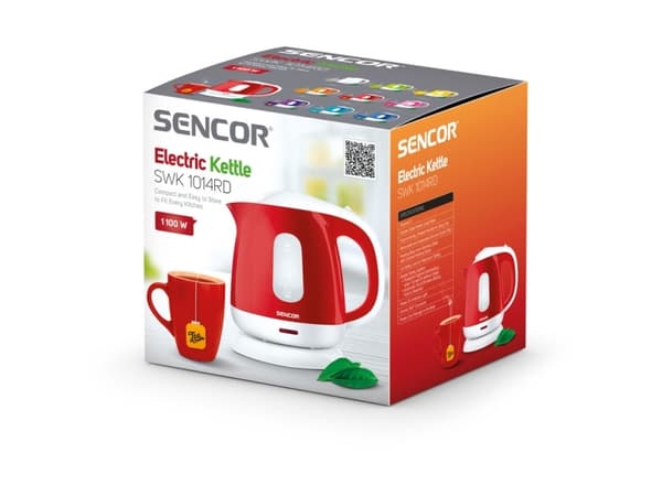 Sencor SWK 1014RD, 1 l, 1100 W, Röd, Plast, Rostfritt stål, Vattennivå indikator, Överhettningsskydd