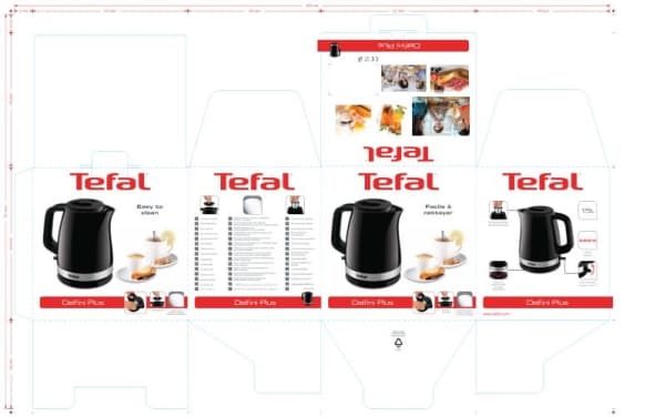 Tefal KO150F, 1,5 L, 2400 W, Svart, Rostfritt stål, Plast, Sladdlös, Filtrering