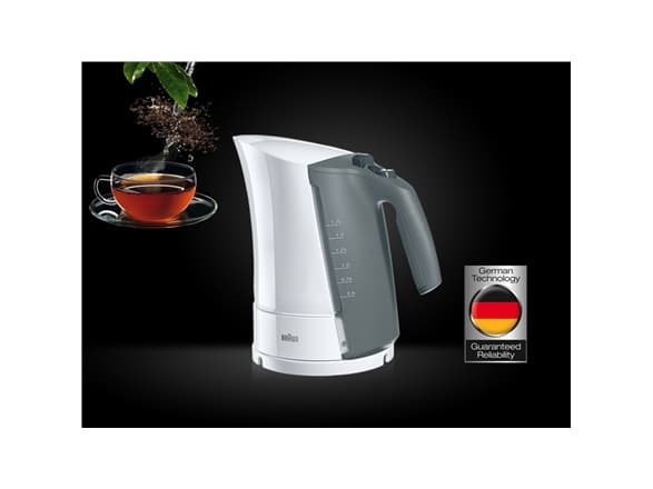 Braun WK 500, 1,6 L, 3000 W, Valkoinen, Veden tason ilmaisin, Ylikuumenemissuoja, Johdoton
