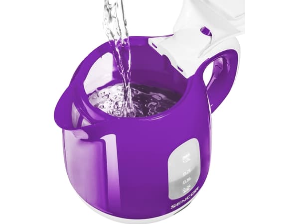 Sencor SWK 1015VT, 1 l, 1100 W, Lilla, Plast, Rustfritt stål, Justerbar termostat, Vannivåindikator