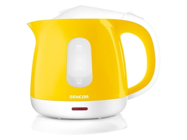 Sencor SWK 1016YL, 1 l, 1100 W, Gult, Plast, Rustfritt stål, Vannivåindikator, Overopphetingsbeskyttelse