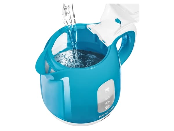 Sencor SWK 1017TQ, 1 l, 1100 W, Blå, Plast, Rustfritt stål, Justerbar termostat, Vannivåindikator