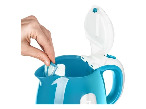 Sencor SWK 1017TQ, 1 l, 1100 W, Blå, Plast, Rustfritt stål, Justerbar termostat, Vannivåindikator
