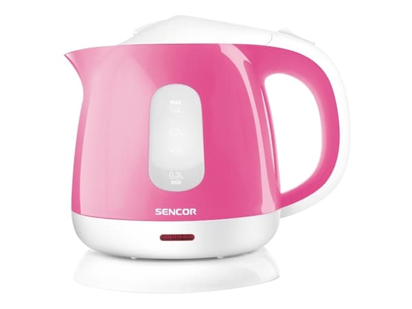 Sencor SWK 1018RS, 1 l, 1100 W, Rosa, Plast, Rustfritt stål, Justerbar termostat, Vannivåindikator