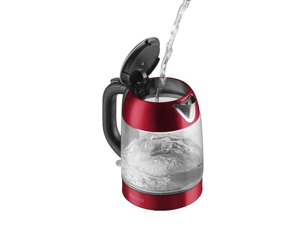 Concept RK4081, 1,7 L, 2200 W, Musta, Punainen, Ruostumaton teräs, Läpinäkyvä, Lasi, Ruostumaton teräs, Ylikuumenemissuoja, Johdoton