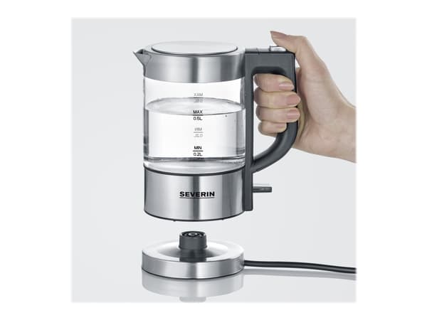 SEVERIN WK 3472 - Vattenkokare - 0.5 liter - 1 kW - glas/rostfritt stål/svart