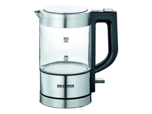 SEVERIN WK 3472 - Vattenkokare - 0.5 liter - 1 kW - glas/rostfritt stål/svart