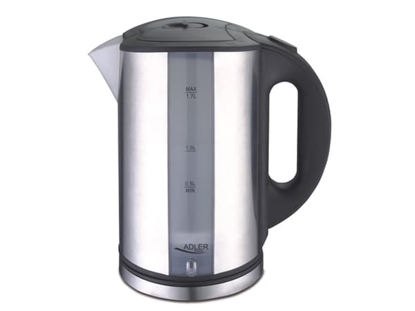 Adler AD 1216, 1,7 l, 2000 W, Sort, Sølv, Plast, Vannivåindikator, Filtrering