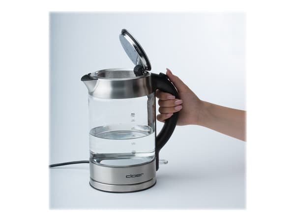 Cloer 4429, 1,7 L, 2200 W, Hopea, Lasi, Ruostumaton teräs, Veden tason ilmaisin, Ylikuumenemissuoja