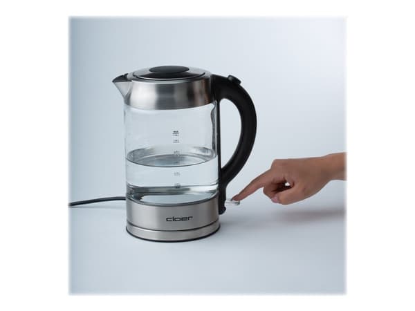 Cloer 4429, 1,7 L, 2200 W, Hopea, Lasi, Ruostumaton teräs, Veden tason ilmaisin, Ylikuumenemissuoja