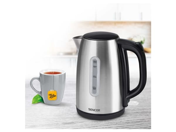 Sencor SWK 1720BK, 1,7 l, 2200 W, Svart, Rostfritt stål, Rostfritt stål, Vattennivå indikator, Överhettningsskydd