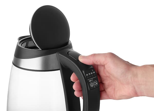 Concept RK4120, 1,7 l, 2200 W, Svart, Rustfritt stål, Gjennomsiktig, Glass, Justerbar termostat, Overopphetingsbeskyttelse