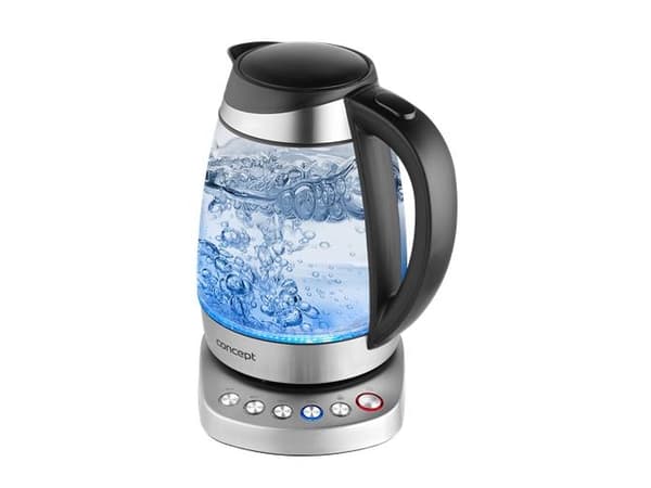Concept RK4130, 1,7 l, 2200 W, Svart, Rostfritt stål, Transparent, Glas, Justerbar termostat, Överhettningsskydd