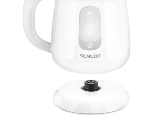 Sencor SWK 1010WH, 1 l, 1100 W, Hvit, Plast, Rustfritt stål, Justerbar termostat, Vannivåindikator