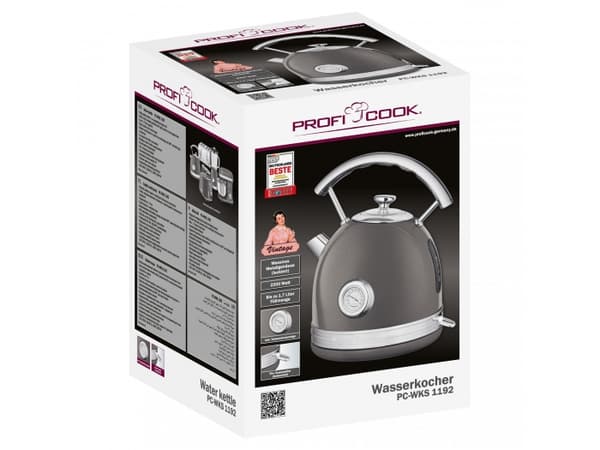 ProfiCook Vintage PC-WKS 1192 - Vattenkokare - 1.7 liter - 2.2 kW - antracit