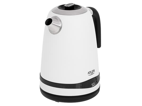Adler AD 1295w, 1,7 l, 2200 W, Sort, Hvit, Rustfritt stål, Justerbar termostat, Vannivåindikator