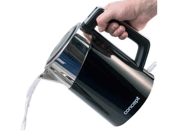 Concept RK3171, 1,7 l, 2200 W, Svart, Metallisk, Plast, Rostfritt stål, Justerbar termostat, Vattennivå indikator