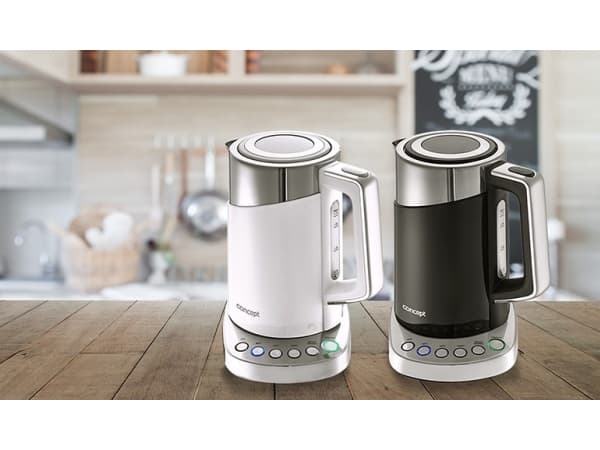 Concept RK3171, 1,7 l, 2200 W, Svart, Metallisk, Plast, Rostfritt stål, Justerbar termostat, Vattennivå indikator