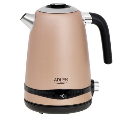 Adler Vattenkokare 1,7L med Temperatur-Display, Guld