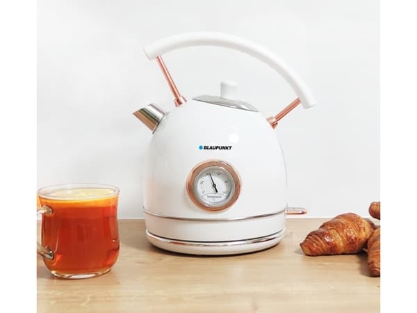 Blaupunkt EKS802WH, 1,8 l, 3000 W, Gull, Hvit, Rustfritt stål, Vannivåindikator, Overopphetingsbeskyttelse