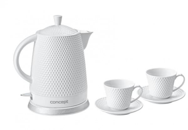 Concept RK0040, 1,5 l, 1500 W, Vit, Keramiska, Plast, Överhettningsskydd, Sladdlös