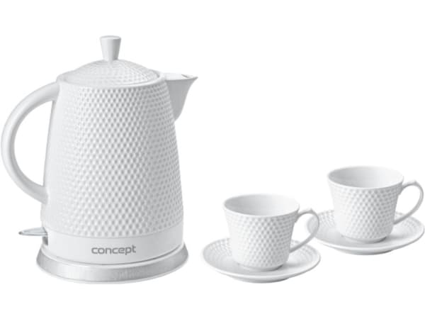 Concept RK0040, 1,5 l, 1500 W, Vit, Keramiska, Plast, Överhettningsskydd, Sladdlös