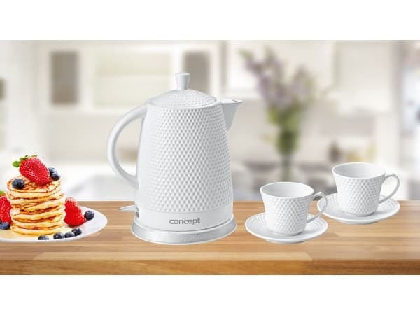 Concept RK0040, 1,5 l, 1500 W, Vit, Keramiska, Plast, Överhettningsskydd, Sladdlös