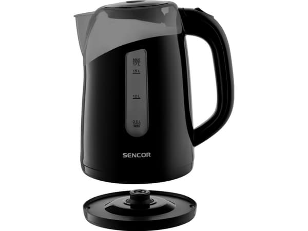 Sencor SWK 1701BK, 1,7 l, 2200 W, Svart, Plast, Vattennivå indikator, Sladdlös