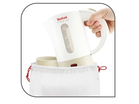 Tefal Travel''City KO120130, 0,5 l, 650 W, Vit, Plast, Vattennivå indikator, Överhettningsskydd