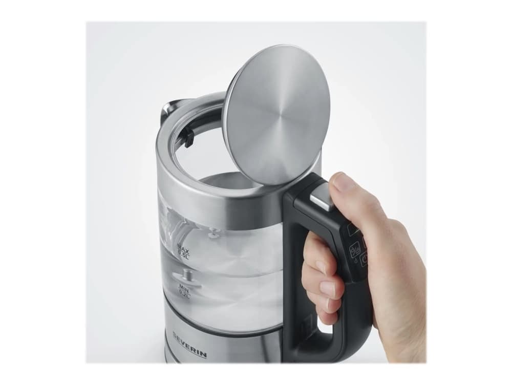 SEVERIN WK 3458 - Vattenkokare - 0,5 liter - 1100 W - borstat rostfritt stål/glas