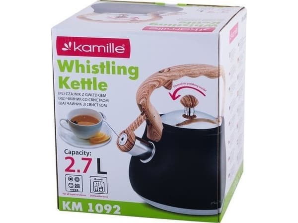 Kamille Stålkjele med fløyte 2,7 L Sort Kamille KM-1092