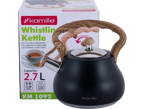 Kamille Stålkjele med fløyte 2,7 L Sort Kamille KM-1092
