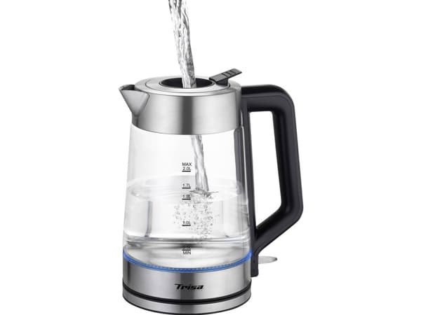 Trisa Easy Fill, 2 l, 2200 W, Sort, Rustfritt stål, Glass, Vannivåindikator, Overopphetingsbeskyttelse