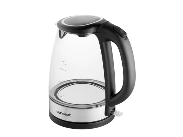 Concept RK4140, 1,7 l, 2200 W, Sort, Rustfritt stål, Glass, Rustfritt stål, Vannivåindikator, Trådløs