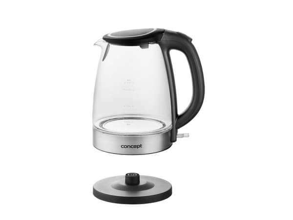 Concept RK4140, 1,7 l, 2200 W, Sort, Rustfritt stål, Glass, Rustfritt stål, Vannivåindikator, Trådløs