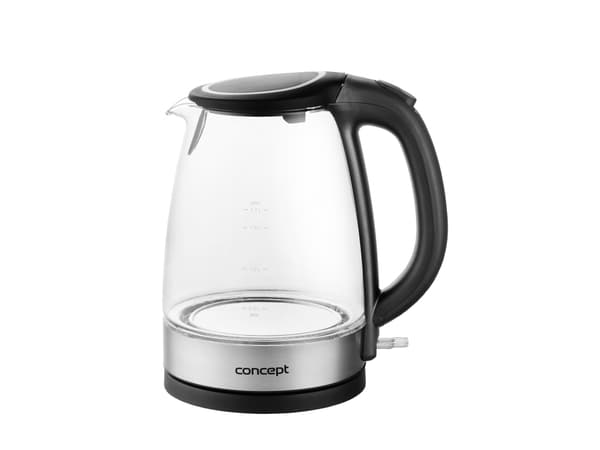 Concept RK4140, 1,7 l, 2200 W, Sort, Rustfritt stål, Glass, Rustfritt stål, Vannivåindikator, Trådløs