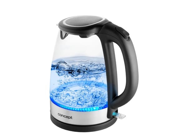 Concept RK4140, 1,7 l, 2200 W, Sort, Rustfritt stål, Glass, Rustfritt stål, Vannivåindikator, Trådløs