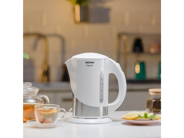 Zelmer ZCK7630W, 1,7 l, 1850 W, Sølv, Hvit, Plast, Vannivåindikator, Filtrering