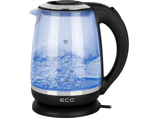 ECG RK 2080, 2 l, 1850 W, Sort, Gjennomsiktig, Plast, Rustfritt stål, Vannivåindikator