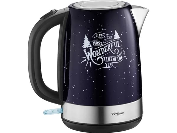 Trisa X-Mas Nights, 1,7 l, 2200 W, Sort, Blå, Sølv, Rustfritt stål, Vannivåindikator, Filtrering