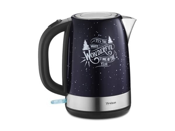 Trisa X-Mas Nights, 1,7 l, 2200 W, Sort, Blå, Sølv, Rustfritt stål, Vannivåindikator, Filtrering