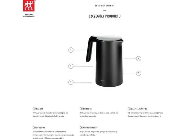 ZWILLING ENFINIGY, 1,5 l, 1850 W, Sort, Plast, Trådløs