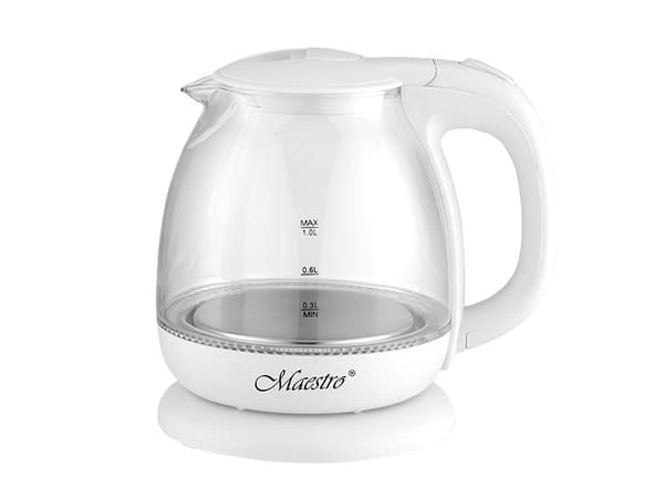 Feel-Maestro MR-055-WHITE, 1 L, 1100 W, Valkoinen, Lasi, Veden tason ilmaisin, Ylikuumenemissuoja