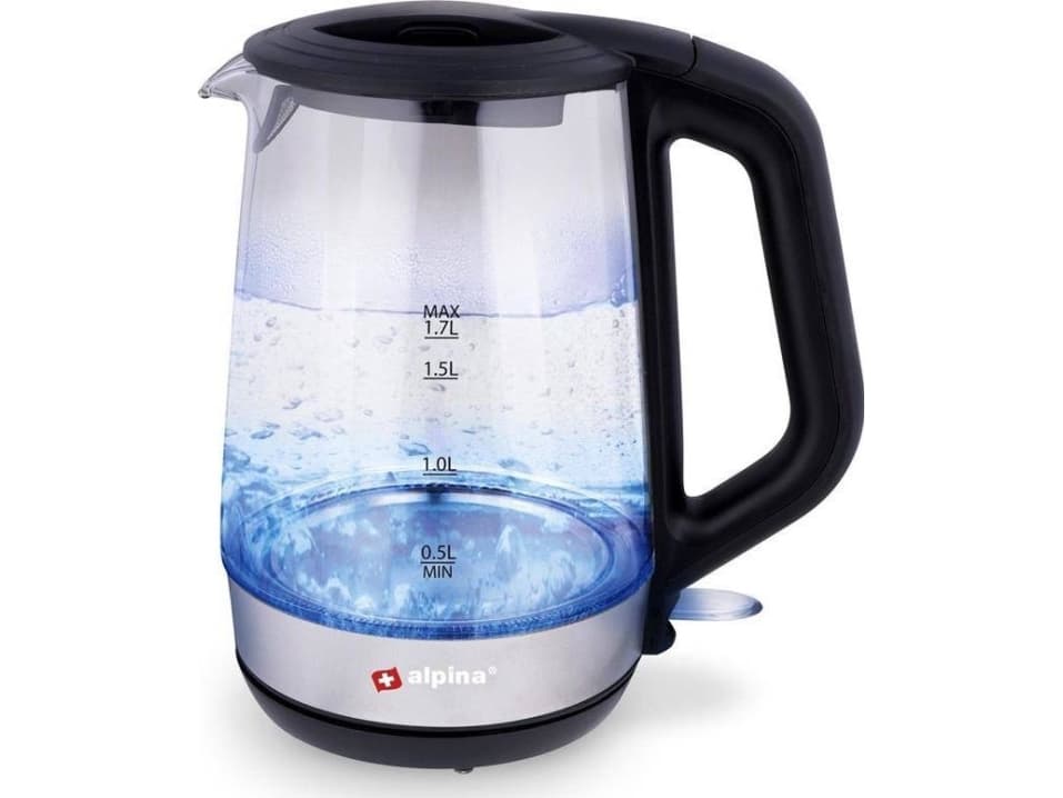 Alpina - Elektrisk vattenkokare av glas med LED-belysning 1,7 L 2200 W