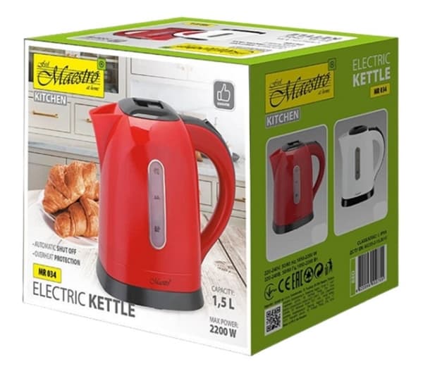 MAESTRO elektrisk vattenkokare 1,5 l MR-034-RED