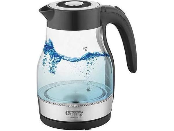 Camry Kettle CR 1300 elektrisk, 2200 W, 1,7 L, rustfritt stål, 360° roterende base, svart (CR 1300)