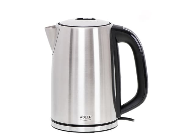 Adler AD 1340, 1,7 L, 2200 W, Musta, Hopea, Terästä, Säädettävä termostaatti, Veden tason ilmaisin
